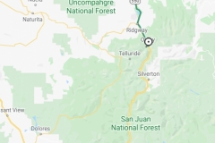 My ride this day ended in Cortez (bottom left), yet mysteriously there was no ride trackign south of Ouray
